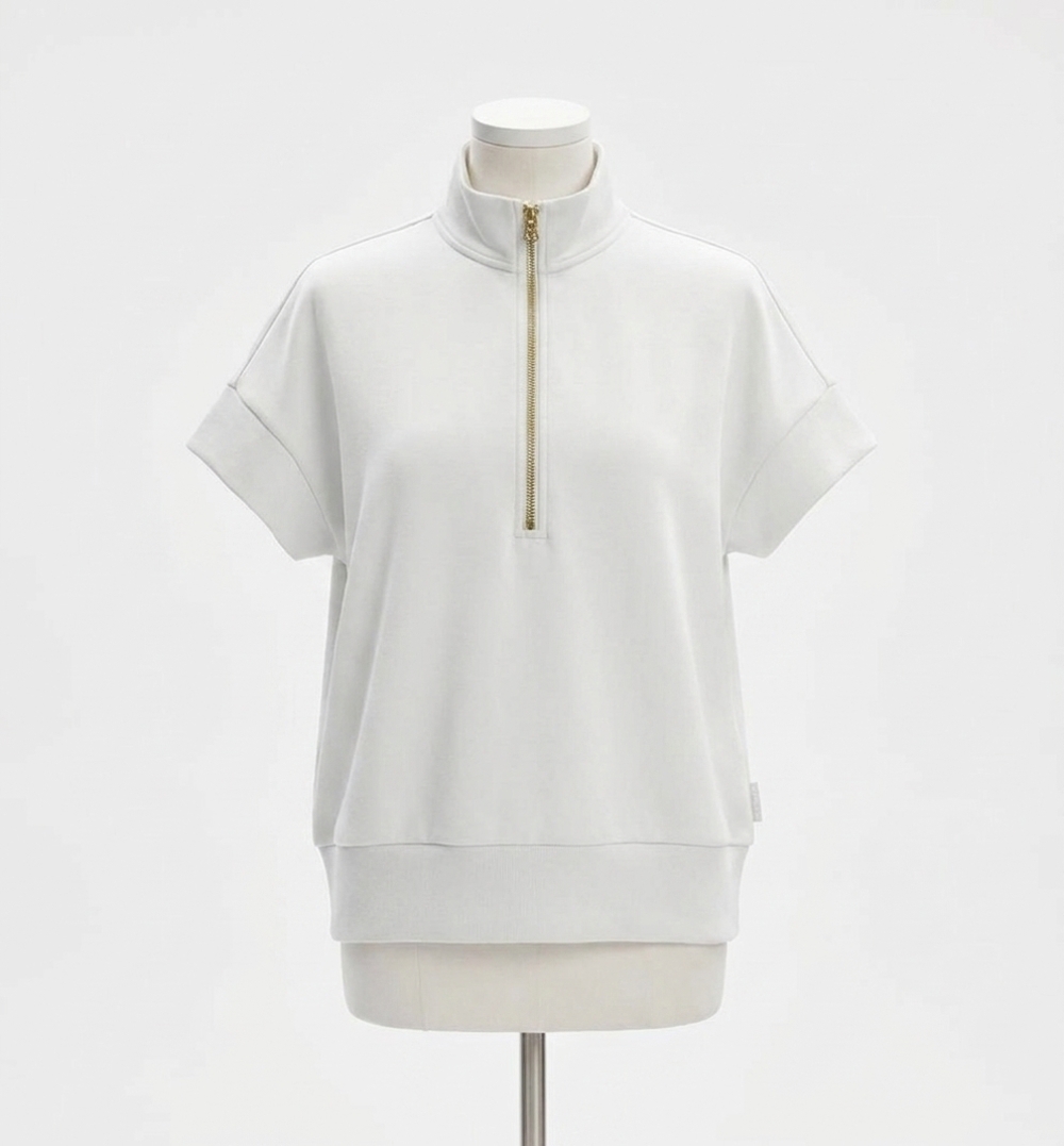 NEW VARLEY ritchie short sleeve sweatshirt in white